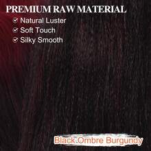Extensiones de cabello trenzado preestiradas BARSDAR, 66, 8 paquetes de cabello trenzado largo degradado rojo preestirado para trenzas o box braids EZ, trenzas de ganchillo sintéticas Yaki que se fijan con agua caliente - T1B/Rojo - T1B/900# Negro Ombre Borgoña - Ver 8