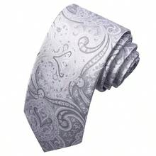 1pc Paisley Floral Necktie For Men, 8cm Width, Suitable For Holidays, Weddings, Work - Light Grey - View 3
