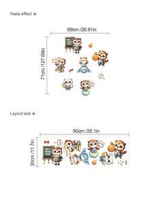 1pc Multi-Size PVC Removable Wall Sticker, Cartoon Wall Decal, Monkey Switch Sticker, Elephant Carrying Lion & Leopard, Dog Squatting, Owl Learning Park, Mouse & Cheese, Children's Elements Decorative Wall Sticker, Suitable For Bedroom, Living Room, Study, Dining Room, Bathroom, Home Wall Decor, Room Decoration - Multicolor - View 8