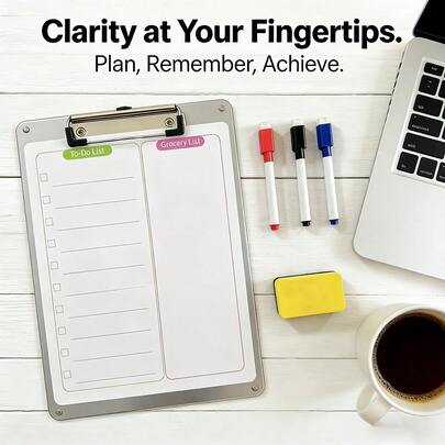 磁性白板冰箱贴，可重复使用的待办事项清单、购物清单、厨房留言板