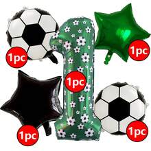 5pcs Soccer Theme Birthday Balloon Set - 40 Inch Green Number, Soccer Ball & Black Star Foil Balloons, Suitable For Birthday Party, Youth Soccer Celebration, Graduation Ceremony & Sports Party, Soccer Accessories, Sports Events, Home Decor - Indoor & Outdoor Decoration, Soccer Party, Decorations, Event Decorations, Sports Enthusiasts - Football Version - View 16