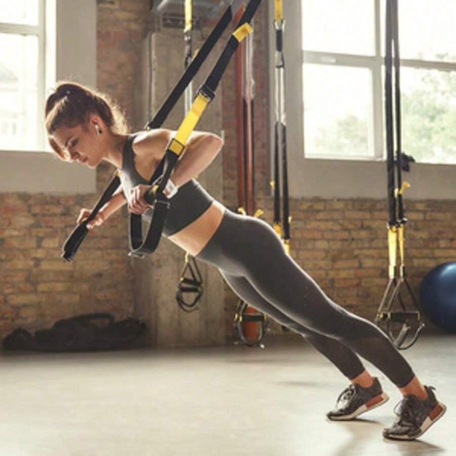 1pc Suspension Training Strap Home Gym P3 Suspension Trainer Resistance Band Workout Set - Yellow - View 1