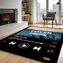 Custom Photo Music Player Area Rug, Personalized Album Cover Floor Mat With Picture, Song Title And Artist Name, Non-Slip Washable Indoor Rug For Bedroom, Living Room Or Entryway, Anniversary Gift For Couples And Music Lovers - Multicolor - View 2