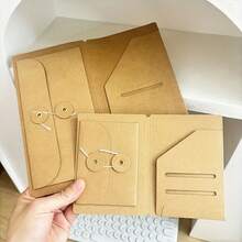Standard/Passport Size Kraft Paper Pockets, Travel Notebook Folding Pouch | Storage Bag With Business Card Holder, Suitable For TN Diary/Planner/Album/Notebook | Diary Accessories In Standard And Passport Sizes - Kraft Paper Style - View 5