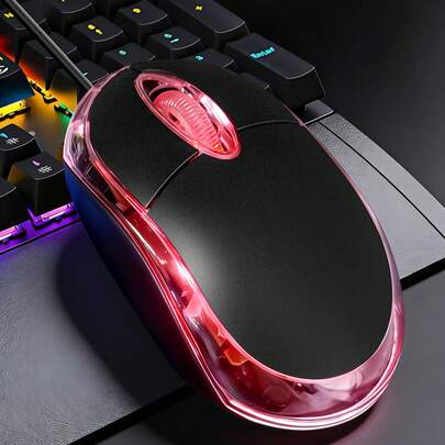 Ratón óptico con cable ligero y mini, interfaz USB para escritorio/portátil, ratón óptico con cable para oficina y negocios para hombres y mujeres, uso para juegos y hogar