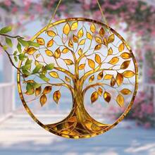1pc Solar Powered Tree Of Life Pendant, Metal Art Garden Decor, Window Hanging, Indoor Home Decoration, Gift For Men, Family, Sister, Mother - E - View 9