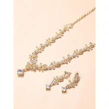 Rhinestone Decor Drop Earrings & Necklace - Vàng - Xem 4