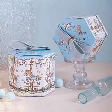 10pcs Rotating Carousel Gift Boxes, With Leather Handle, Hexagonal Design, Suitable For Wedding, Holiday, Party, Birthday, Gift Packaging For Candy, Chocolate, Perfect Gift Boxes - Gift Box - View 3