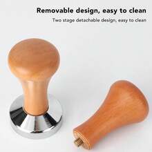58mm Stainless Steel Coffee Tamper With Wooden Handle - Flat Bottom Coffee Tamping Tool For Perfect Espresso Extraction ,Coffee Service Coffee Accessories - 紅木色 - 查看 6