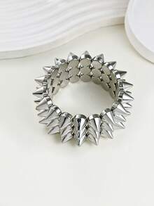 1pc Punk Style Rivet Bracelet, Unisex Silver Rivet Bangle, Suitable For Daily Wear, Party, Music Festival - Multicolor - View 4