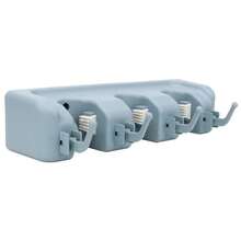 Soporte de plástico para fregona, gancho para escoba montado en la pared, estante de almacenamiento multifuncional para escoba de 3/4/5 posiciones, organizador de baño - 3 y 4 Blanco - Ver 6