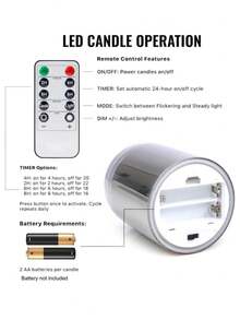 Set de 3 luces de columna de acrílico con LED a batería, con control remoto y temporizador, adecuadas para decoración del hogar en Navidad, Halloween y Año Nuevo (baterías no incluidas) - gris - Ver 7