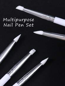 SWEET TREND 5PCS Silicone Nail Art Pen Set, Suitable For Nail Carving, Painting, Shaping, And Pressure Sticker Design, Nail Art Pen Tool Set, DIY Professional Nail Art Tools For Nail Salons - Multicolor - View 8