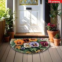 1 pieza Alfombra de piso con estampado floral, alfombra de baño, tapete de baño, alfombra de puerta, alfombra pequeña, alfombra, decoración del hogar, alfombra de área, alfombra de exterior, alfombra de dormitorio, alfombra lavable - Multicolor - Ver 4