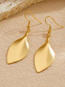 Bộ trang sức mặt dây chuyền hình lá mạ vàng đơn giản, chất liệu thép không gỉ, 1 chiếc. - Vàng - Xem 5