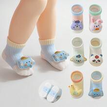 2双婴儿袜，薄款春夏防滑透气网眼短袜，可爱图案设计 - 彩色 - 查看 1