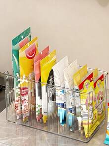Transparent Spice Storage Basket With Removable Dividers - Multi-Purpose Kitchen Organizer, Suitable For Spices, Snacks, And Small Items - Countertop Use, Detachable Spice Rack Saves Counter And Cabinet Space, Kitchen Storage Box And Basket - Multicolor - View 9