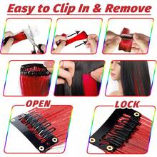 16 extensiones de cabello con clip, mechones de cabello morados para fiestas, extensiones de cabello suaves y largas, accesorios de cabelloíris para mujeres, niñas y niños, 55 - Putrefacción - Ver 5