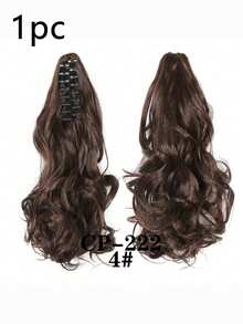 15 Inch Synthetic Clip-In Curly Wavy Ponytail Hair Extensions, Brown And Blonde Tones Thickening Hair Pieces, Suitable For Daily Wear And Party To Increase Hair Volume - Multicolor - View 9