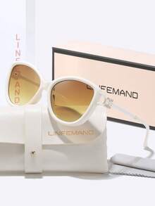 Gafas de sol con montura grande de ojo de gato LINFEMAND, templos exquisitamente tallados, forma facial favorecedora, de moda y versátil, esenciales para ir al trabajo, vacaciones, fotografía, regalo para fiestas - Multicolor - Ver 10