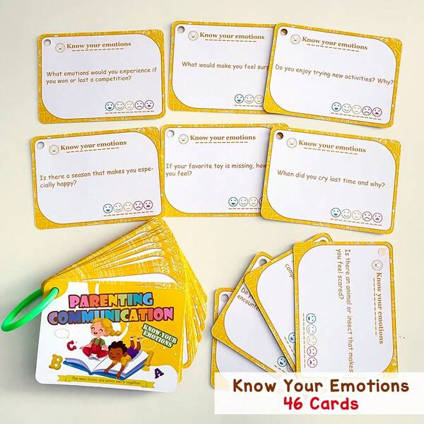 Lachilly Tarjetas de tiempo de charla familiar, 46 preguntas para conocer tus emociones, herramienta interactiva de diálogo entre padres e hijos, actividad de vinculación entre padres e hijos, recursos educativos para el hogar y el aula, juguetes educativos