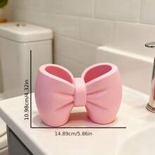 1pc Bow-Tie Makeup Brush Holder | Plastic Material, Freestanding Design, Ideal For Bedroom Or Bathroom Decor - Multicolor - View 3