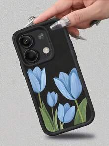 Ốp lưng điện thoại hình hoa tulip màu xanh mờ Dopamine, khung ảnh hình bậc thang, bảo vệ toàn thân chống sốc, thiết kế tối giản, kiểu hoạt hình dễ thương, phù hợp với Honor X7/Galaxy A56 5G/ Smart 8/ Hot 40/Transsion Spark 30C/Spark Go 2024/ Note 14 5G/ Moto E22/E22i/ A54, phiên bản quốc tế, không phải phiên bản nội địa. - màu đen - Xem 2