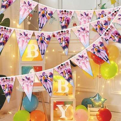 10pcs The 2026 New Popular Girl Group Pull Flag Brings A Strong Atmosphere! The Random Style Adds A Surprise Element, With Bright Colors And Durable Materials, Making The Set-Up Look Super Beautiful. It's A Great Gift For The School Term, New Year, Valentine's Day, And Easter, Giving A Strong Sense Of Ritual. It's Perfect For Friends And Family! (Stochastic Style)