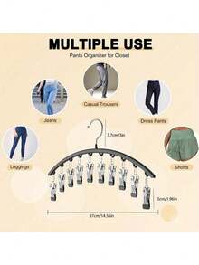 2 Pack Space-Saving Stainless Steel Hanger With 10 Clips - Easy Install, Wall-Mounted Organizer For Yoga Pants, Leggings & Socksbedroom,Organizer,Organiser,Home Storage,White T Shirt Women,Black Pants Women,Ladies Winter Clothes,Dress,Winter Clothes For Ladies,Elegant Woman Dresses,White Shirt For Ladies,Long Sleeve,White Jumpsuit For Women,Spring Dresses For Women,Spring Outfits For Women,Spring,Spring Clothes,Minimalist,Summer Tops - Black - View 6