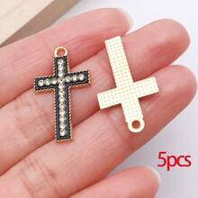 5/30颗水钻合金十字架吊坠，水晶金色流苏，适用于DIY项链、耳环、手链等工艺品制作 - 彩色 - 查看 19