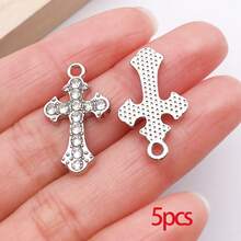 5/30颗水钻合金十字架吊坠，水晶金色流苏，适用于DIY项链、耳环、手链等工艺品制作 - 彩色 - 查看 20