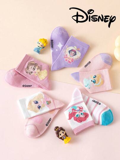  10/5 Paar schattige Disney Princess sokken voor meisjes, Elsa, zeemeermin, ademende cartoonsokken voor jongens en meisjes, geschikt voor elke gelegenheid, hoogwaardige cadeausokken