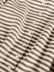 Vivid Style Autumn/Winter New Women's Fashion Street Style Loose Striped Knit Cardigan, Suitable For Street, Airport, Christmas, New Year - 棕色 - 查看 5