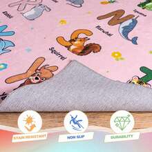 Kids Educational Animal Alphabet Rug, Soft Non-Slip Washable Carpet, Cute Cartoon ABC Learning Mat For Playroom Classroom Toddler Nursery Decor, 4x5 Ft / 3x4 Ft, Beige Blue Pink - Màu Hồng baby - Xem 6