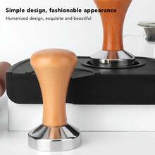58mm Stainless Steel Coffee Tamper With Wooden Handle - Flat Bottom Coffee Tamping Tool For Perfect Espresso Extraction ,Coffee Service Coffee Accessories - 紅木色 - 查看 5