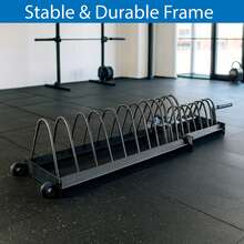 RAVIAN Weight Plate Rack With Wheels, Heavy-Duty Steel Horizontal Storage Cart For Bumper & Tri-Grip Plates, Portable Home Gym Organizer - A - View 4