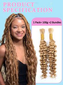Cabello Humano Rizado Profundo para Trenzas Boho, 2 Paquetes de 35cm (14 Pulgadas), 100g  Extensiones de Cabello Humano Ondulado Natural Negro 1B para Mujeres - #27 Rubio miel - Ver 4