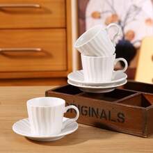 3oz/90ml Minimalist Ceramic Coffee Cup & Saucer Set, Suitable For Kitchen, Dining Room, Office, Tea Party, Arabic Coffee Cup, Espresso Cup, Tea Cup Set - Type C - View 6