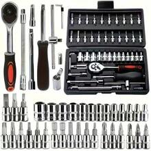 46pcs Automotive Repair Tool Kit, Includes Carbon Steel Ratchet Wrench Socket Set Toolbox, Durable Metal Home Tool Combo, Designed For Mechanics And Enthusiasts, Provides Comprehensive Repair Tools - A - View 4