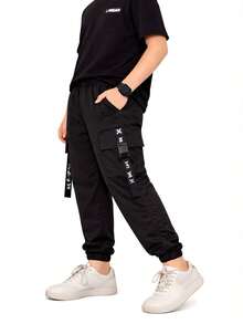 Set Of 3 Boys' Jogger Cargo Pants (Sizes 6-16) - BLACK-bEIGE-gREEN - View 3