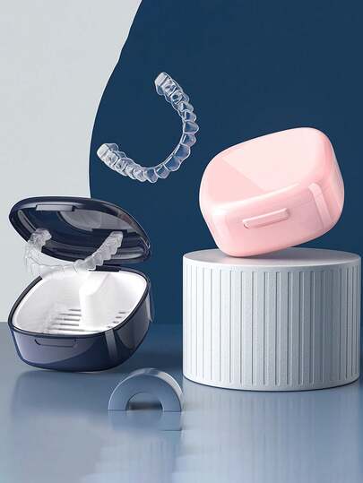 Lockable Invisible Braces Storage Box, Durable Braces Cleaning Soaking Box. This Portable Lockable Invisible Braces Storage & Soaking Box Is A Convenient And Compact Recommended Dental Correction Accessory Box For Storing And Soaking Braces, Invisible Aligners, Dentures, Etc.