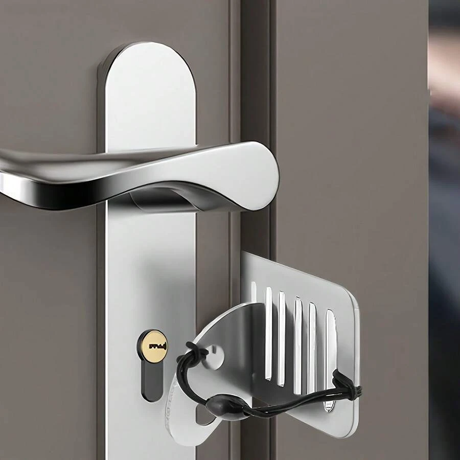 2pcs Portable Door Lock Security Device, Adjustable Portable Door Lock For Home, Hotel, Apartment, Dorm, Extra Privacy & Security, Use This Hotel And Apartment Door Blocker To Enhance Your Travel Safety, Upgrade Door Lock, Anti-Theft, Prevent Children From Opening Doors, Easy Installation Without Tools, Baby Protection Product