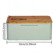 Reusable White/Black Metal Bread Box With Wooden Lid - Rectangular Kitchen Storage Container For Bread, Toast, Fruits And Vegetables - Multicolor - View 16