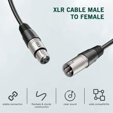 9.8英尺 XLR 平衡式 3 针公对母麦克风音频线，适用于录音、播客、直播，黑色 - FIFINE L9 - 黑色 - 查看 2