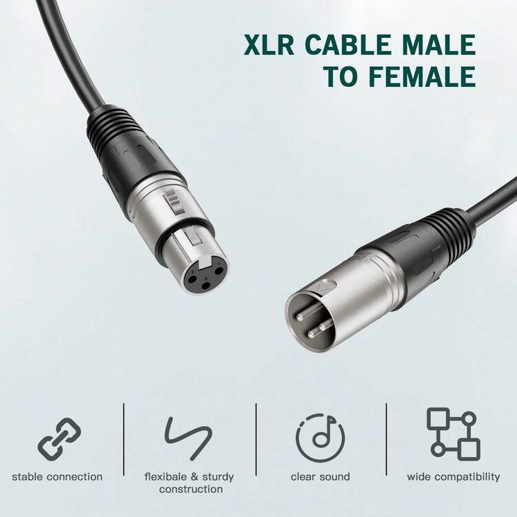 9.8ft XLR Balanced 3-Pin Male To Female Microphone Audio Cable, Suitable For Recording, Podcasting, Live Streaming, Black - FIFINE L9 - Black - View 2