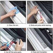 1pc Carbon Fiber Style Car Door Sill Protector Film, Anti-Scratch Car Decor Accessory - A - View 3