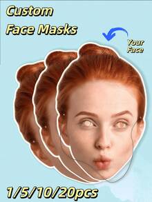 1/5/10/20pcs Customizable Face Mask With Rope & Elastic, Funny Personalized Big Head Mask, Suitable For Birthday, Wedding, Hen Party, Bride Party Decoration, Mask Props Gift For Friends & Family - Multicolor 2 - View 1