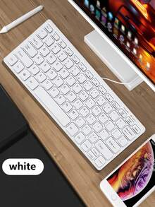 Teclado con cable de 78 teclas, interfaz USB, estilo punk, teclado mini silencioso compatible con computadora portátil y de escritorio - Blanco - Ver 1