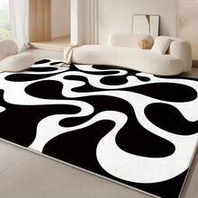 Modern Geometric Pattern - Washable, Soft Texture, Black And White Abstract Design, Suitable For Living Room, Bedroom, Office, And Dining Room Decoration, Bedroom Rug, Modern Style, Washable Fabric, Decorative Item, Interior Designer - 簡約款 - 查看 11