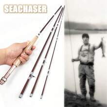SEACHASER 1.98m/2.1m 4-Section Brown Carbon Fiber Ultra-Light Fishing Rod, Suitable For Freshwater And Stream Fishing, Great For Catching Small Fish. Perfect Gift For Holidays, Birthdays Or Father's Day - Multicolor - View 4